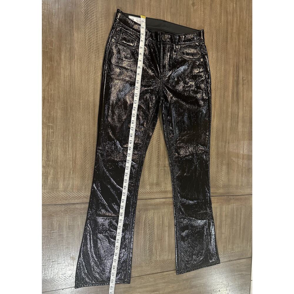 Gap Black Mid Rise Vegan Patent Leather Baby Boot Pants Women’s Size 27/4 Short - Picture 10 of 13